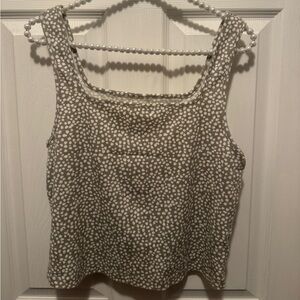 Polka dot spotted green square neck cropped tank top